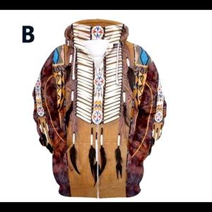 Native American Pullover Print On Design Hoodie. No ZIPPER!! NEW